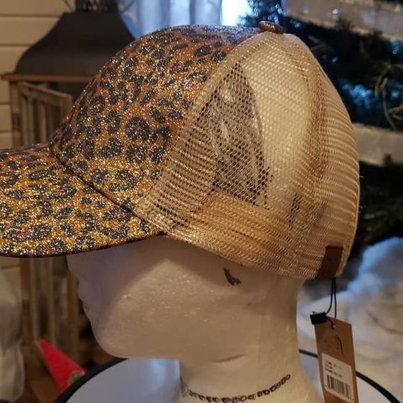 C.C  Glittery Leopard print  Trucker Cap - Picture 2 of 3